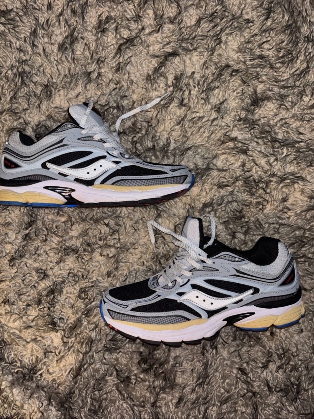 Saucony Black and Gray Running Sneakers with Blue and Cream Accents - Picture 2 of 8